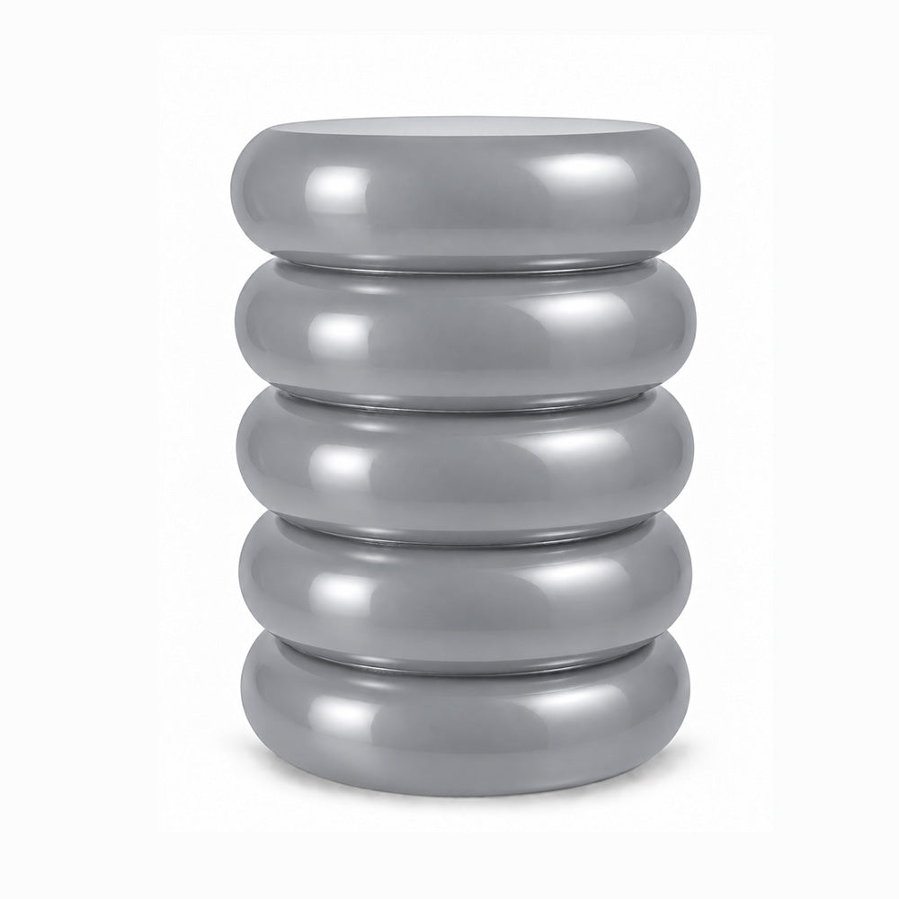 Modern Metal Sculptural Ribbed Round Side Table