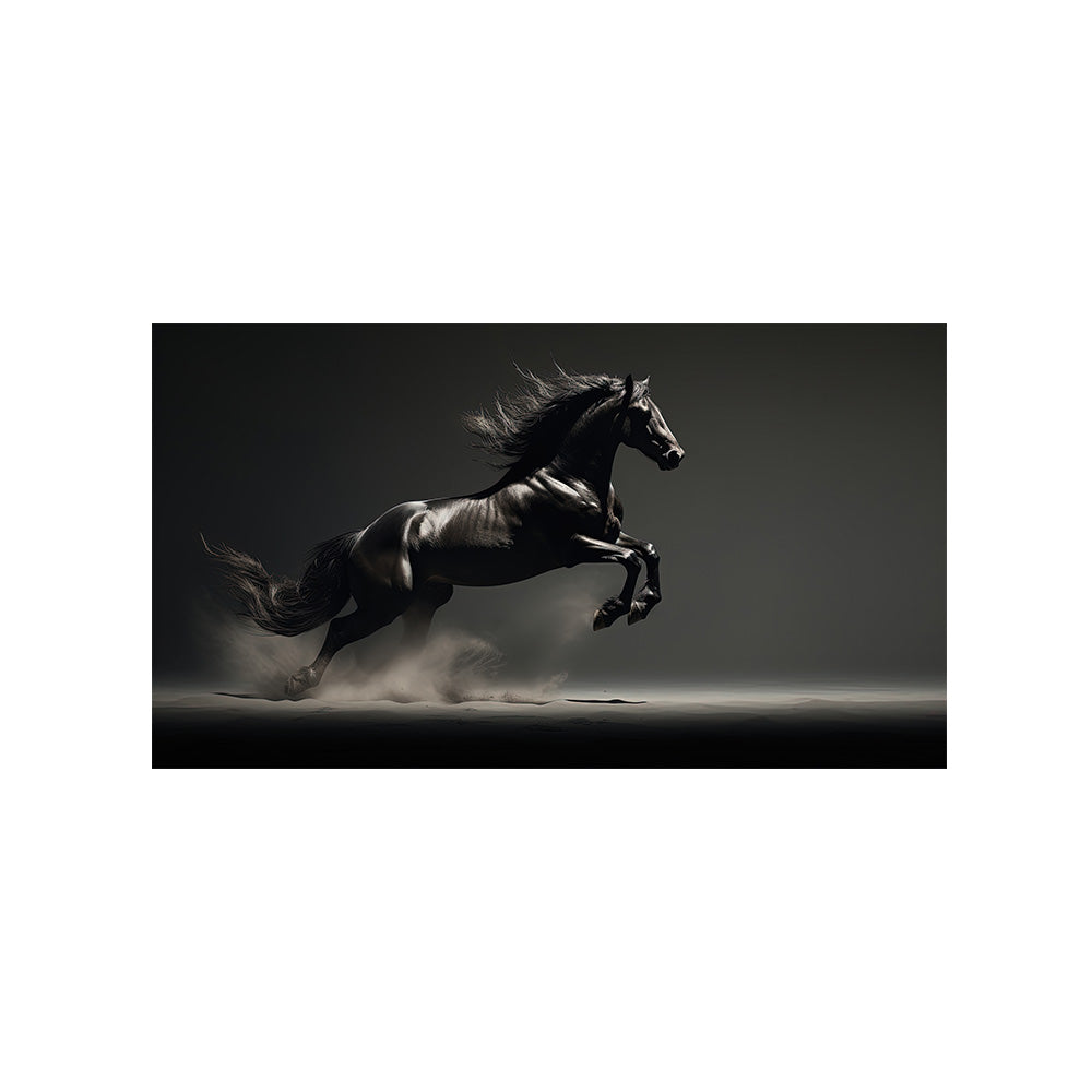 Black Running Horse Canvas Wall Painting