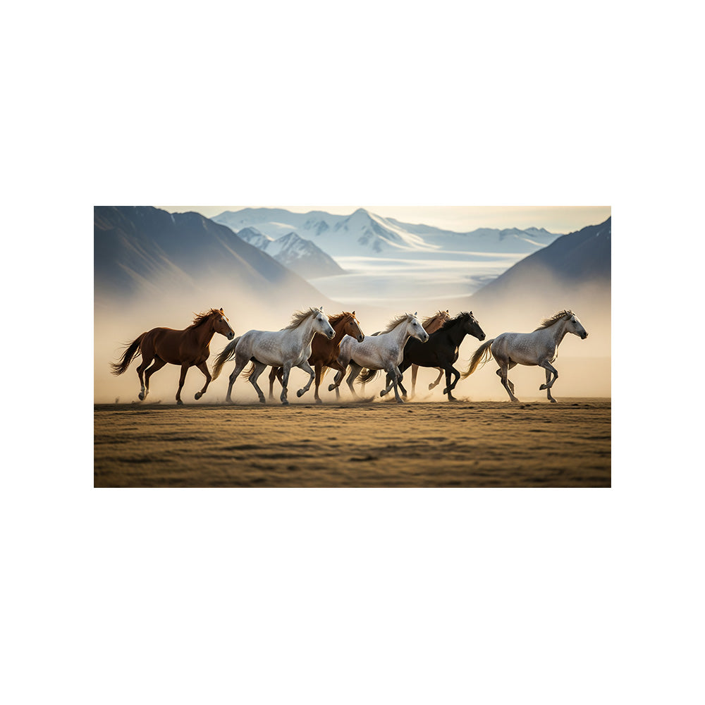 Horse Herd Sunset Canvas Wall Painting