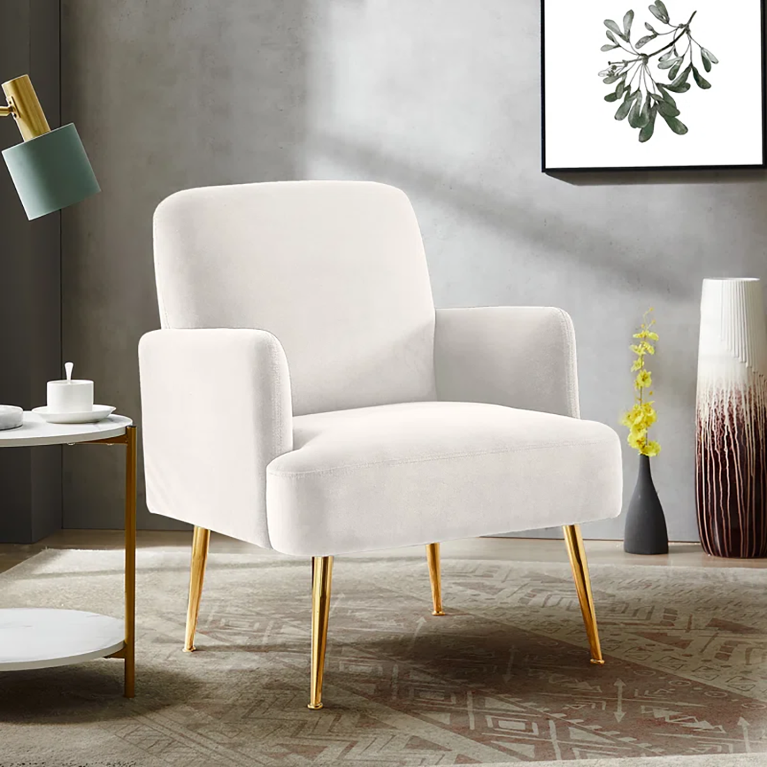 Esme Accent Chair Cream | Modern Upholstered Accent Chair Soft Cream