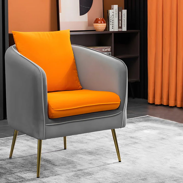 Lamb Accent Chair Grey Orange | Two Tone Accent Chair Grey Orange