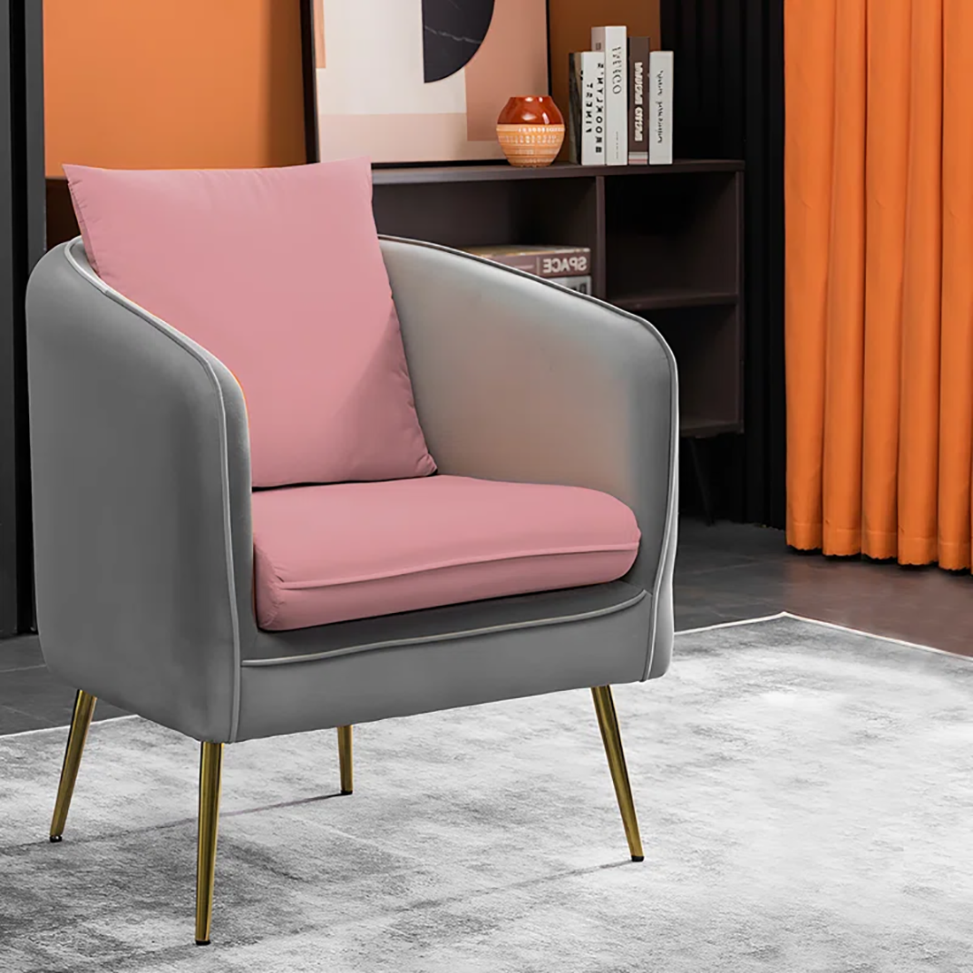 Lamb Accent Chair Grey Pink | Two Tone Accent Chair Grey Pink
