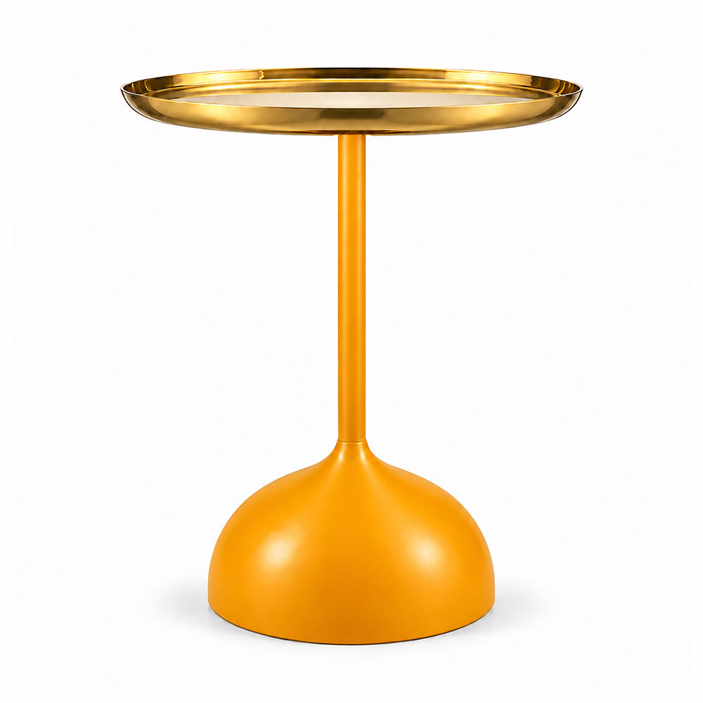 Metal Round Side Table with Flared Pedestal Base