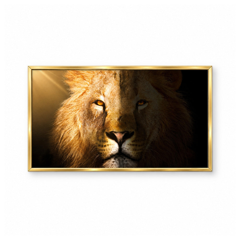 Golden Lion Face Canvas Wall Painting