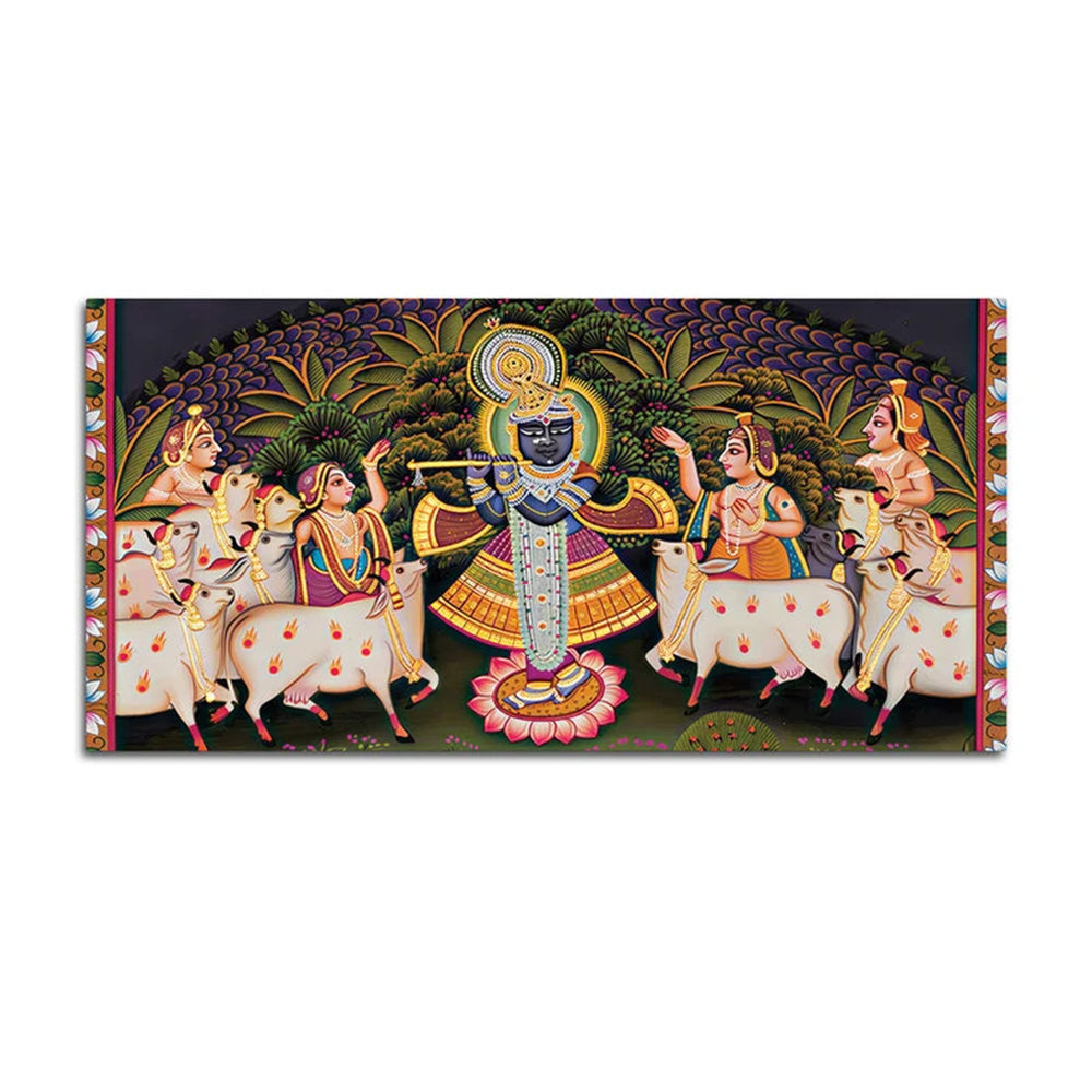 Lord Krishna Pichwai Style Canvas Wall Painting