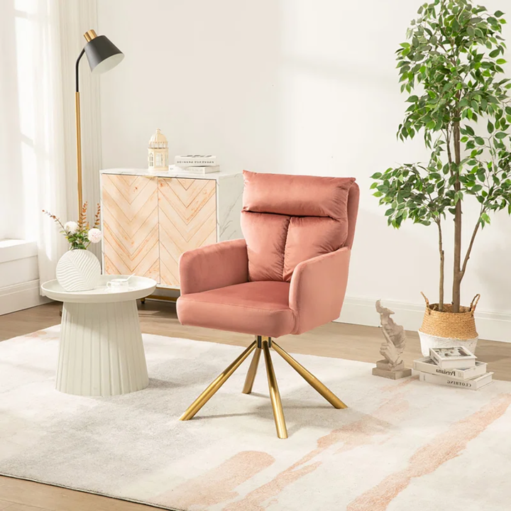 Gerlec Swivel Chair Pink | Modern Swivel Lounge Chair Dusty Pink