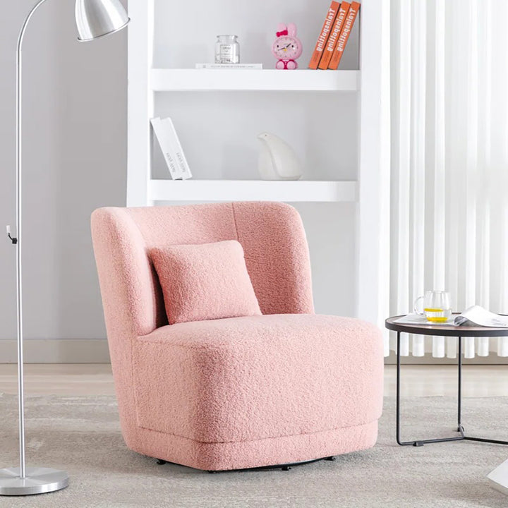 Deeda Barrel Chair Pink | Upholstered Barrel Accent Chair Blush Pink