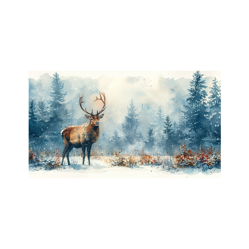 Winter Deer Landscape Canvas Wall Painting
