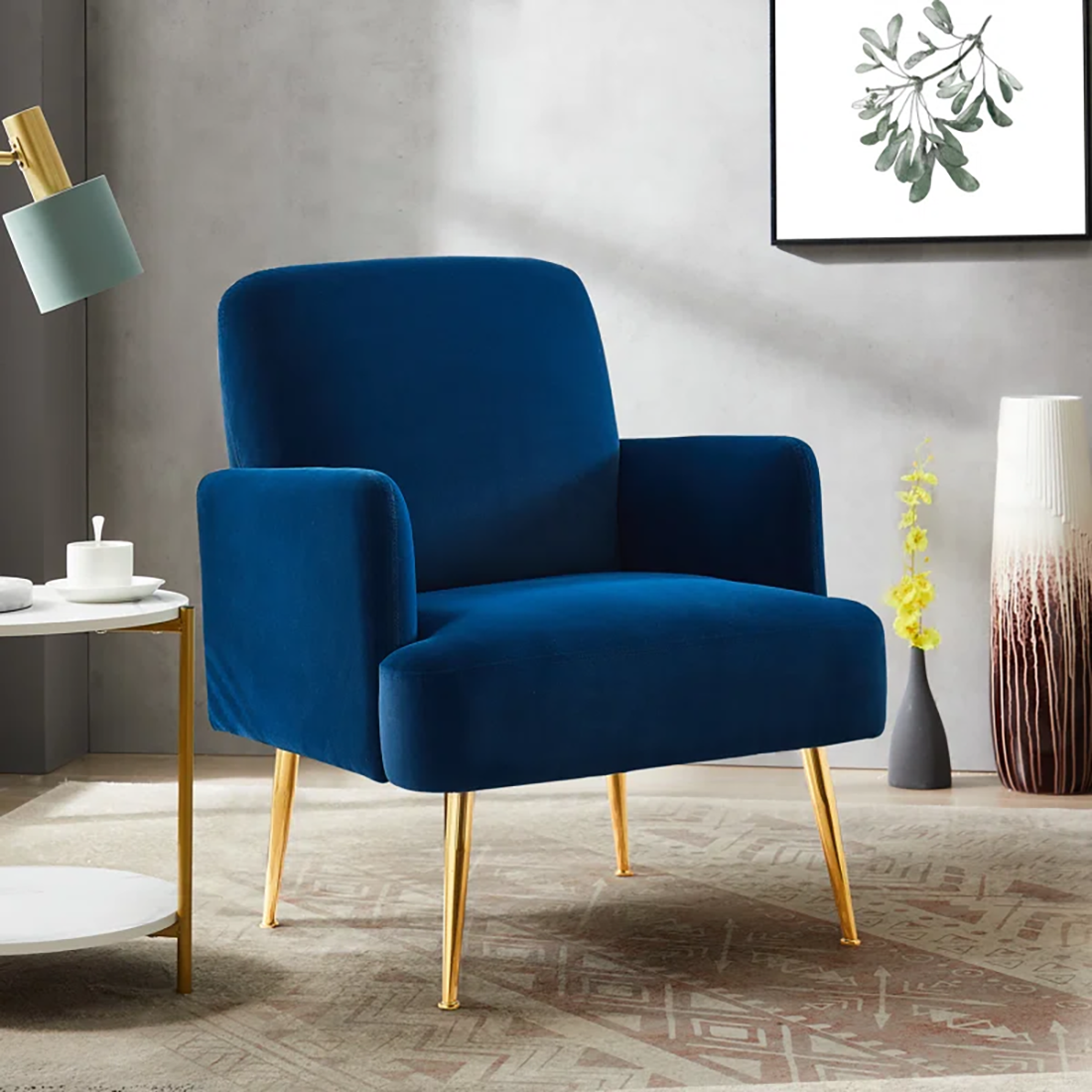 Esme Accent Chair Blue | Modern Upholstered Accent Chair Ocean Blue