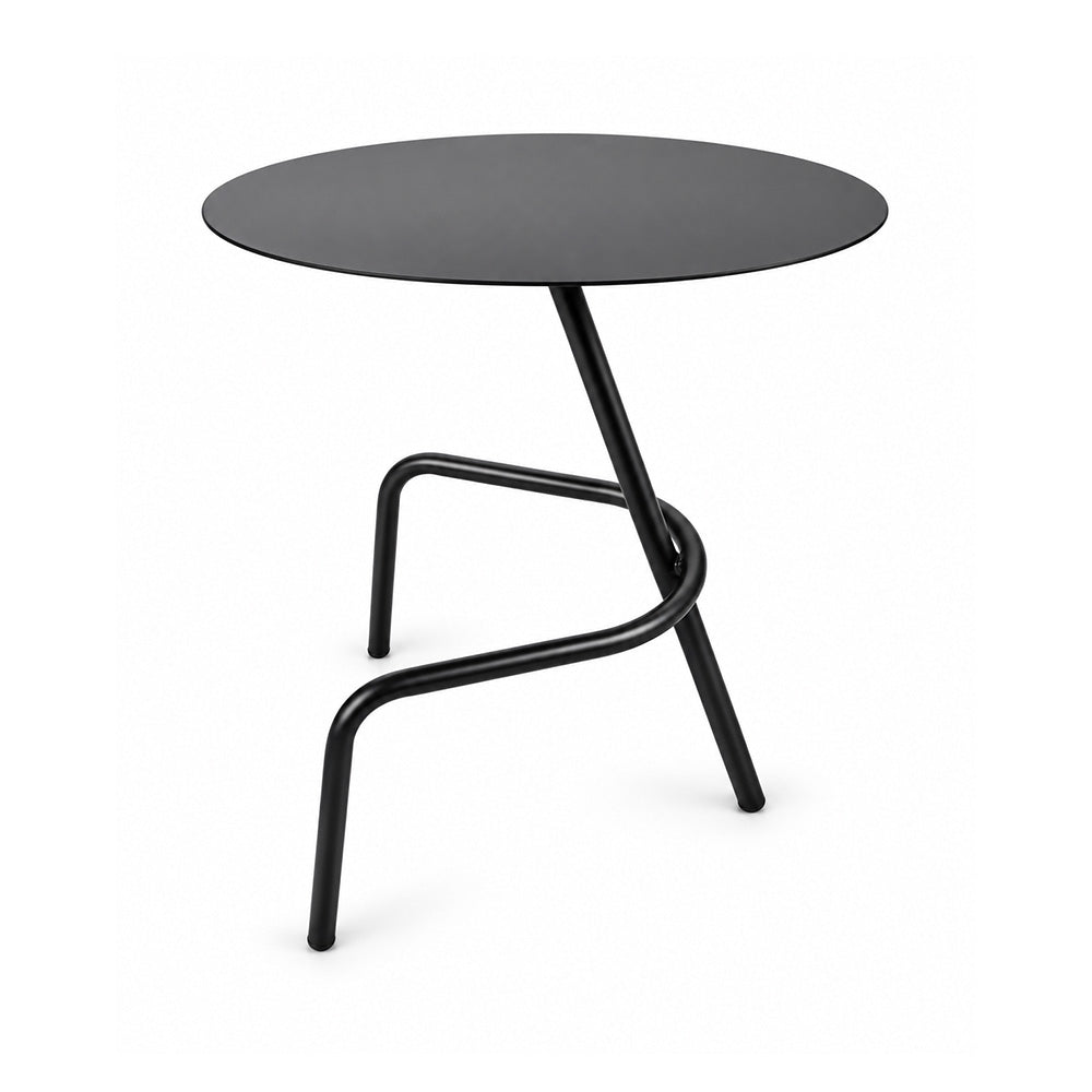 Modern Metal Round Side Table with Sculptural Loop Base
