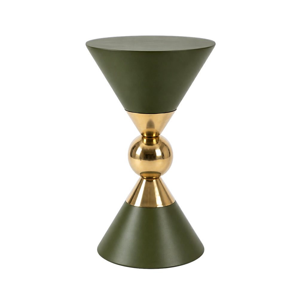 Modern Metal Hourglass Pedestal Side Table