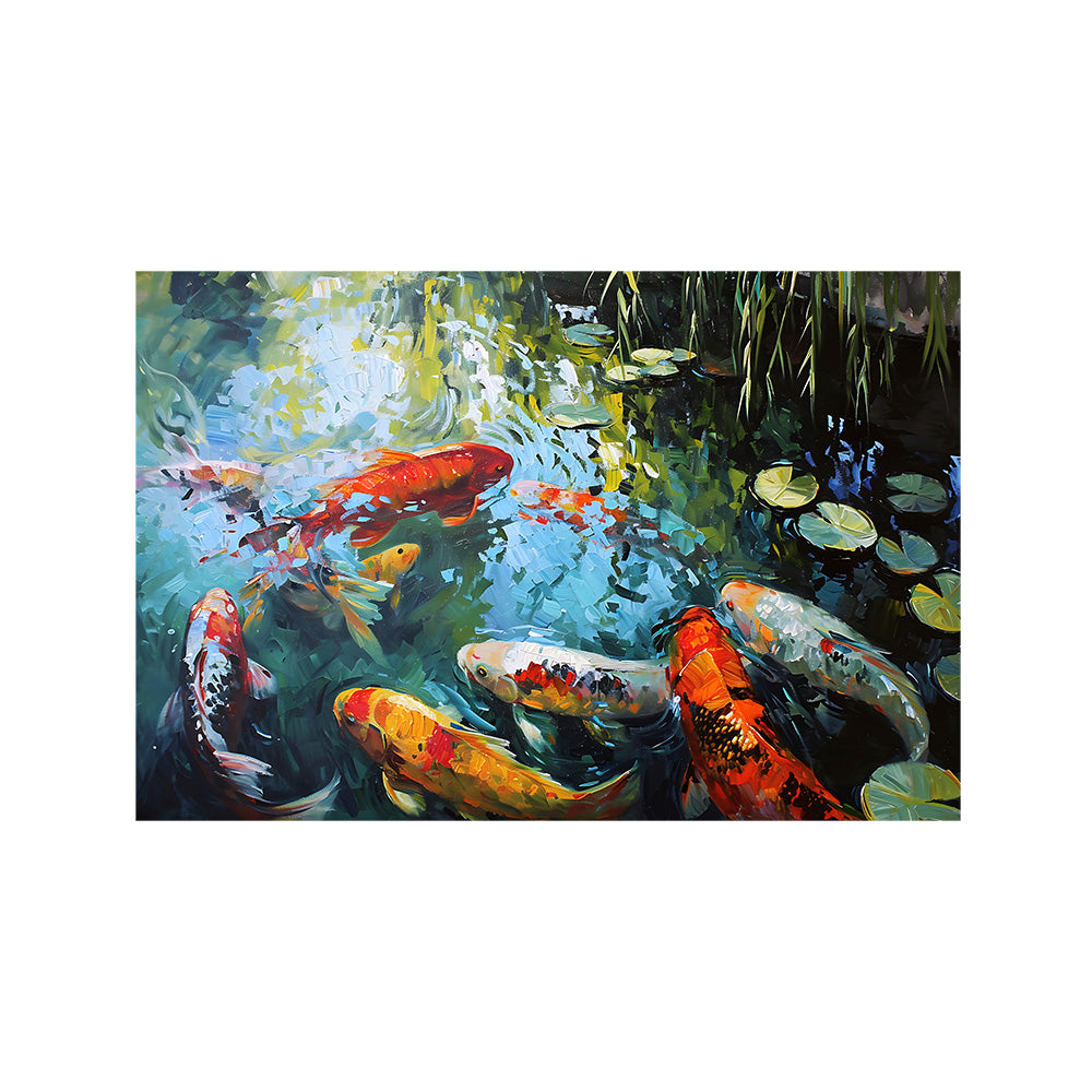 Koi Pond Nature Canvas Wall Painting