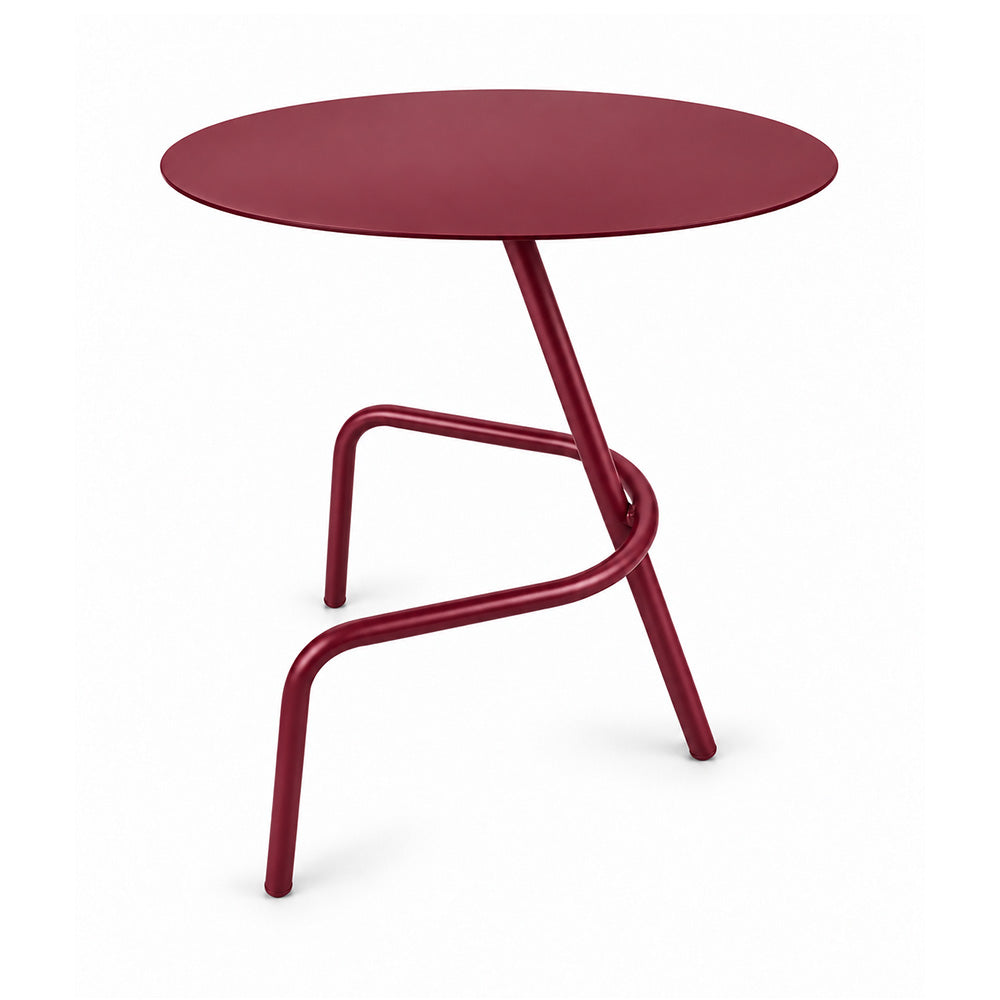 Modern Metal Round Side Table with Sculptural Loop Base