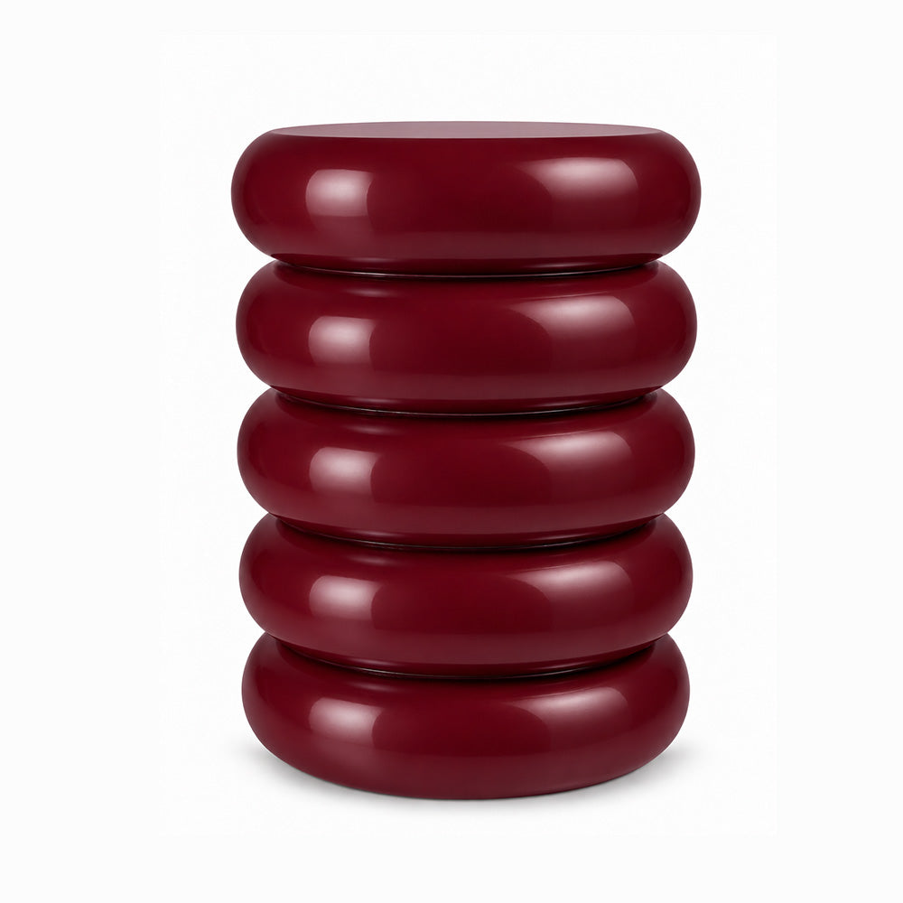 Modern Metal Sculptural Ribbed Round Side Table