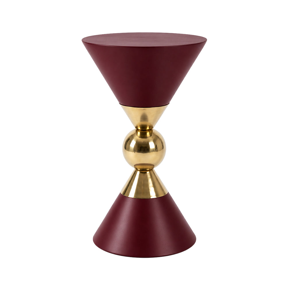 Modern Metal Hourglass Pedestal Side Table