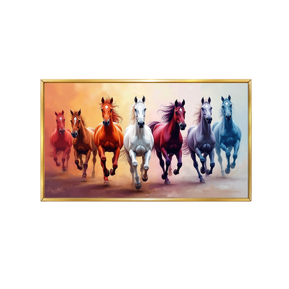 Colorful Seven Horses Canvas Wall Painting