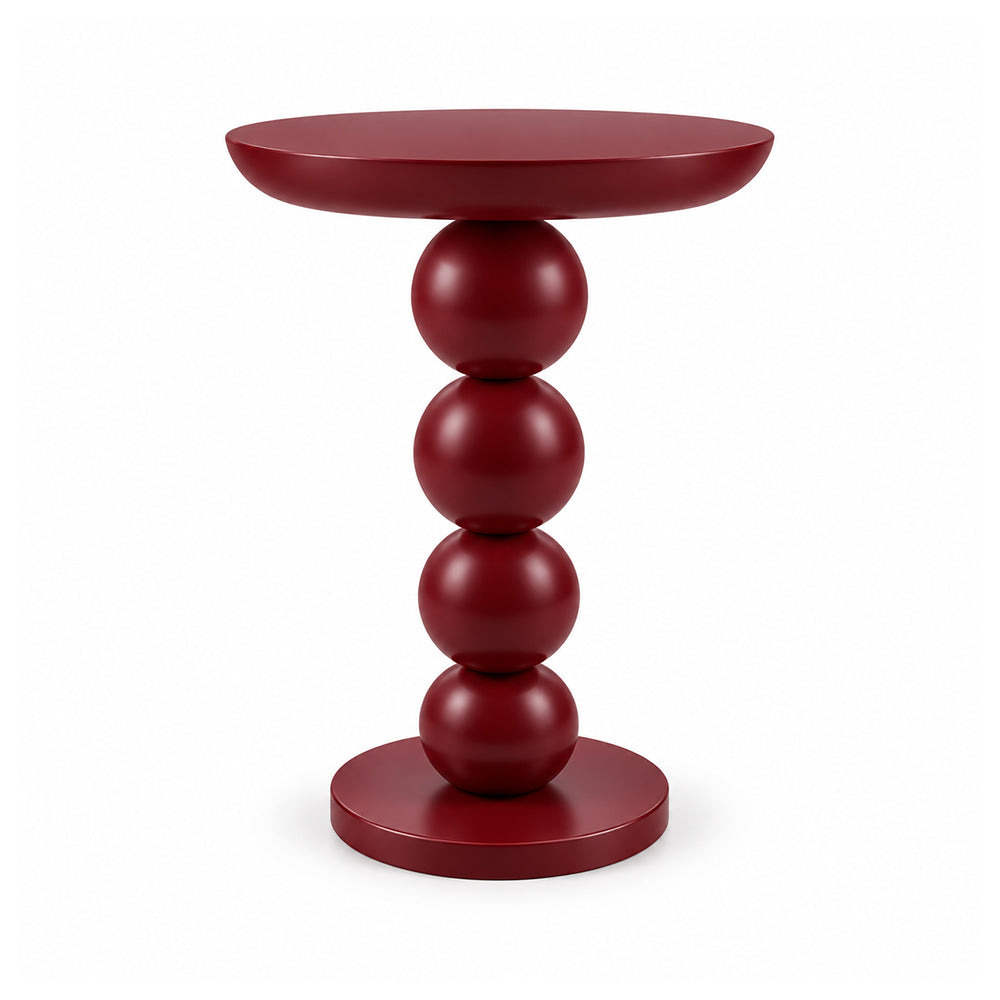 Modern Metal Round Side Table with Beaded Pedestal Base
