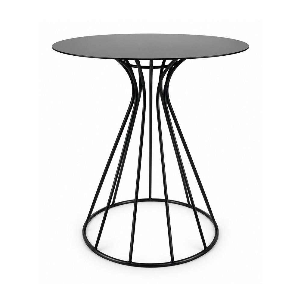 Metal Round Side Table with Sculptural Curved Base