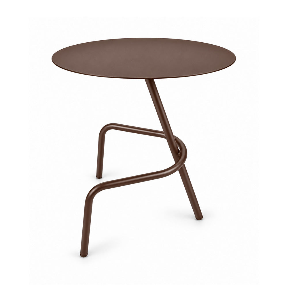 Modern Metal Round Side Table with Sculptural Loop Base