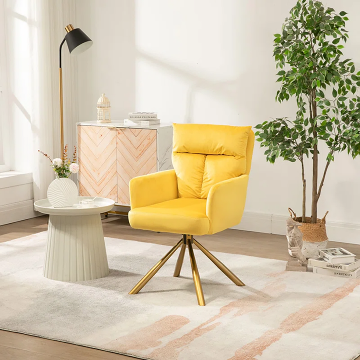 Gerlec Swivel Chair Yellow | Modern Swivel Lounge Chair Sun Yellow