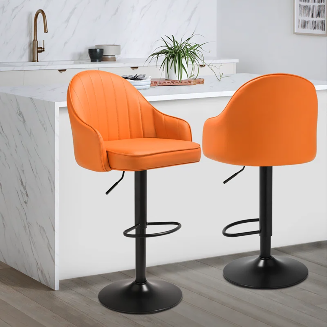 Fressia Swiel Bar Stool - Orange