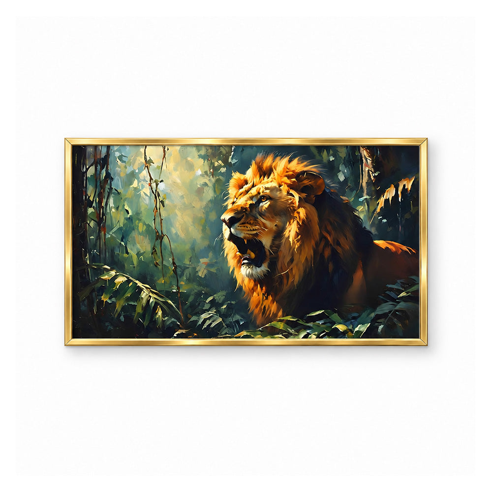 Lion in Green Forest Canvas Wall Painting