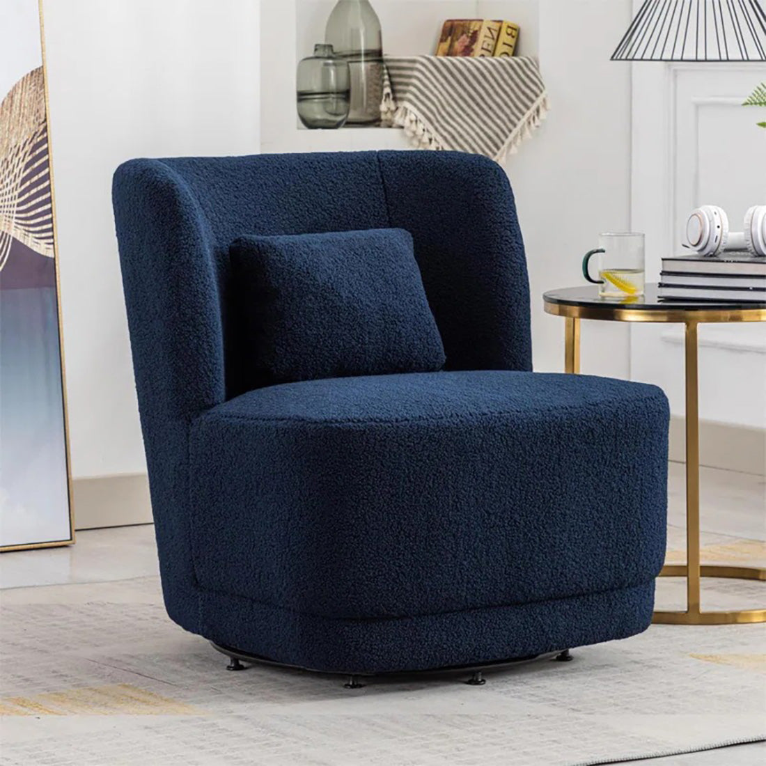 Deeda Barrel Chair Blue | Upholstered Barrel Accent Chair Sky Blue