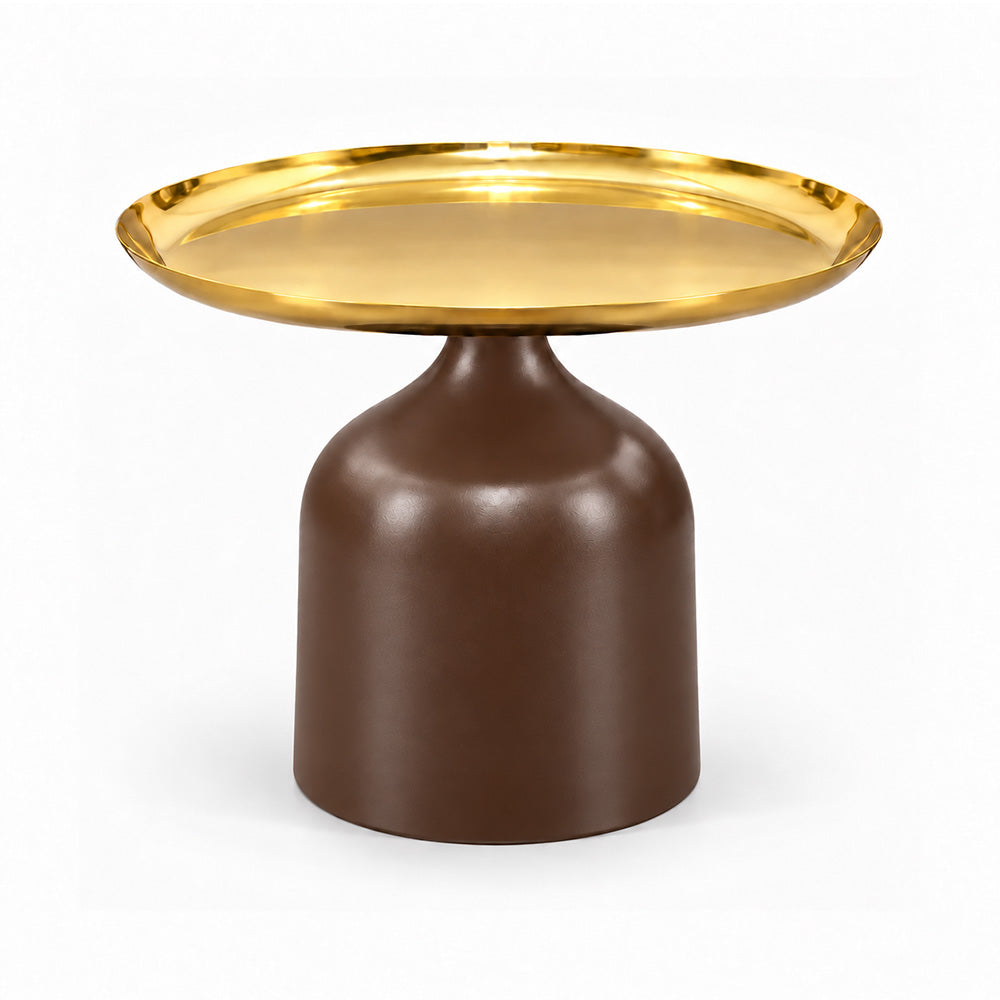 Midnight Gold Metal Round Pedestal Side Table
