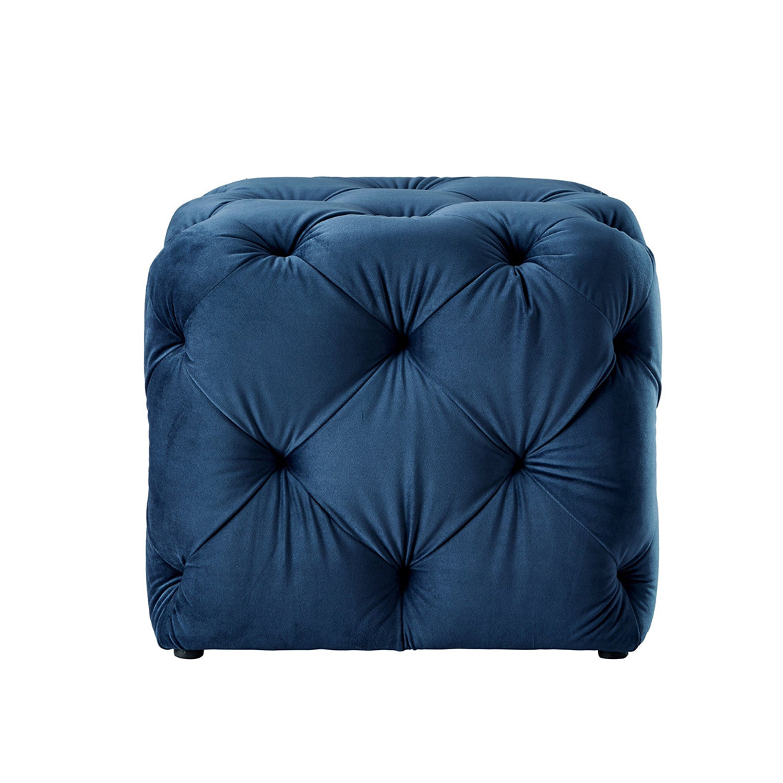 Square Tufted Velvet Ottaman/Poufee In Royal Blue