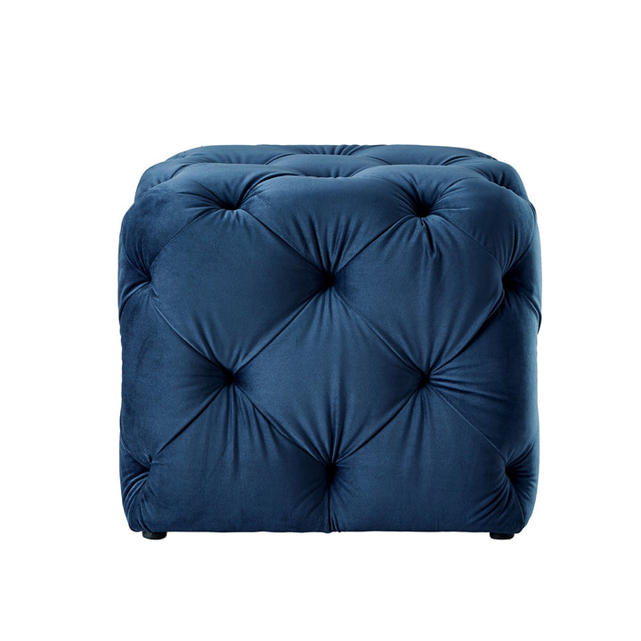 Square Tufted Velvet Ottaman/Poufee In Royal Blue