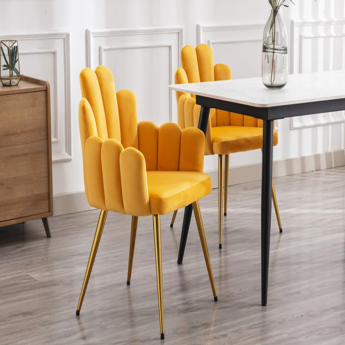 Trent Accent Chair Yellow | Modern Fabric Accent Chair Golden Yellow