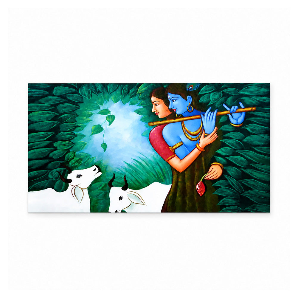 Radha Krishna in Forest Canvas Wall Painting