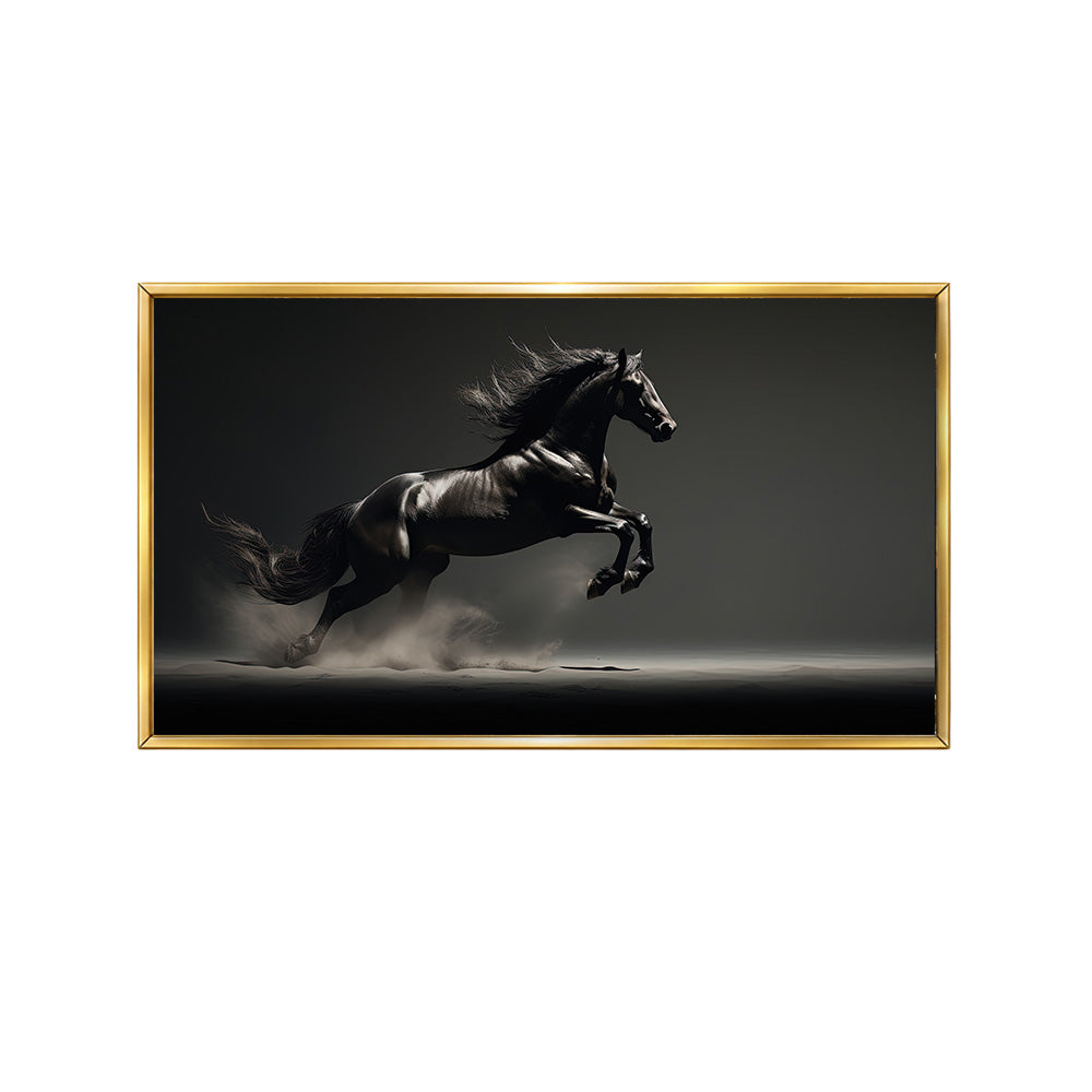 Black Running Horse Canvas Wall Painting