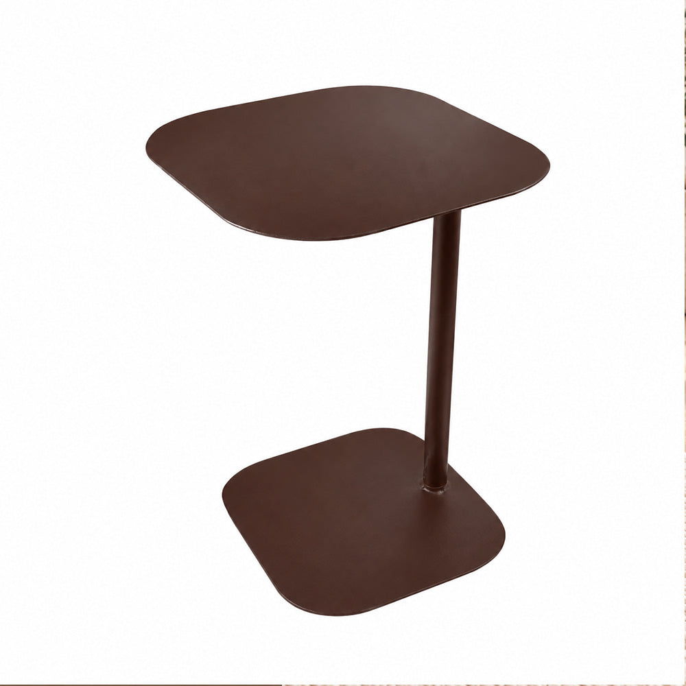 Modern Metal C-Shaped Side Table with Square Top
