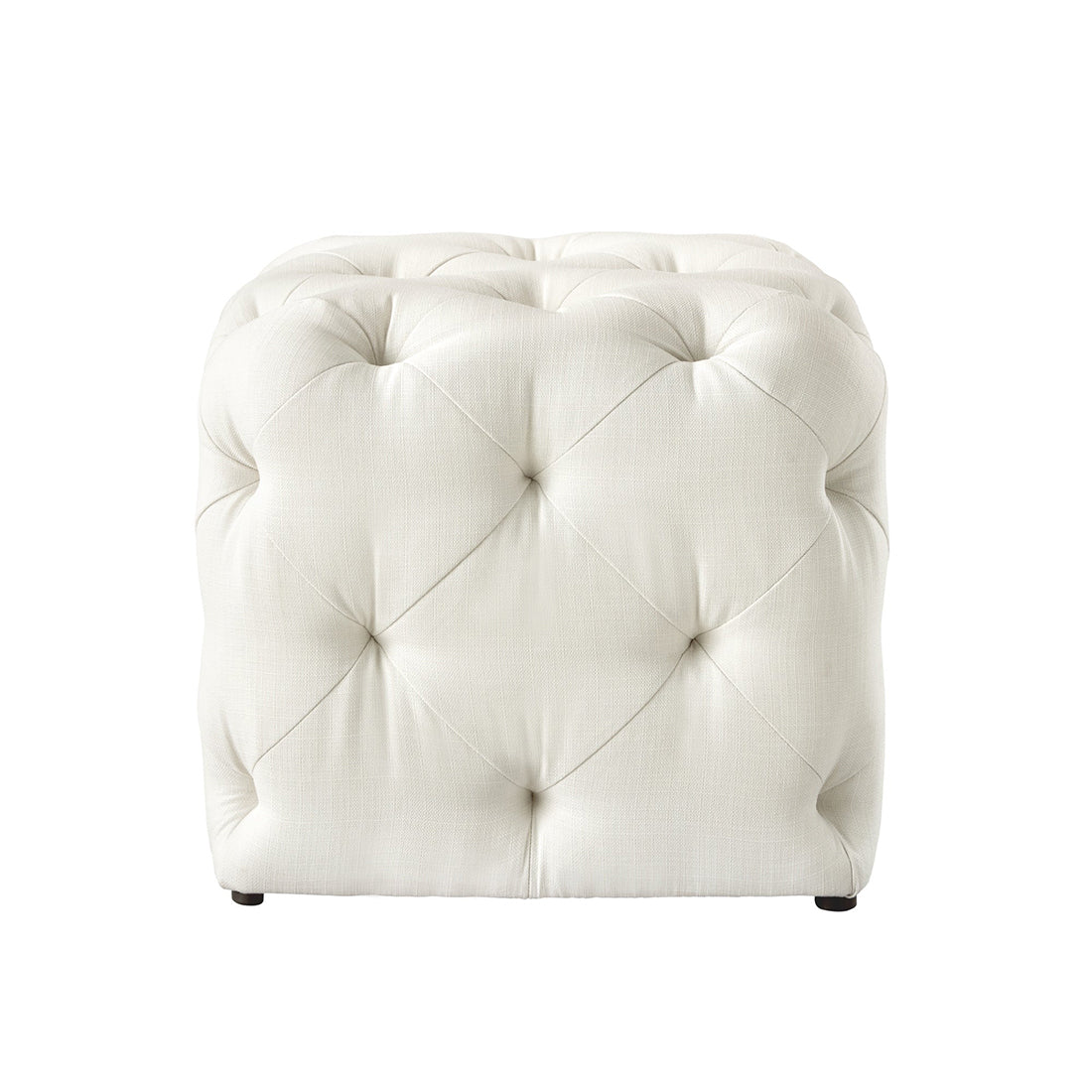 Square Tufted Velvet Ottaman/Poufee In White