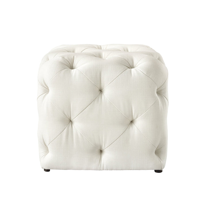 Square Tufted Velvet Ottaman/Poufee In White