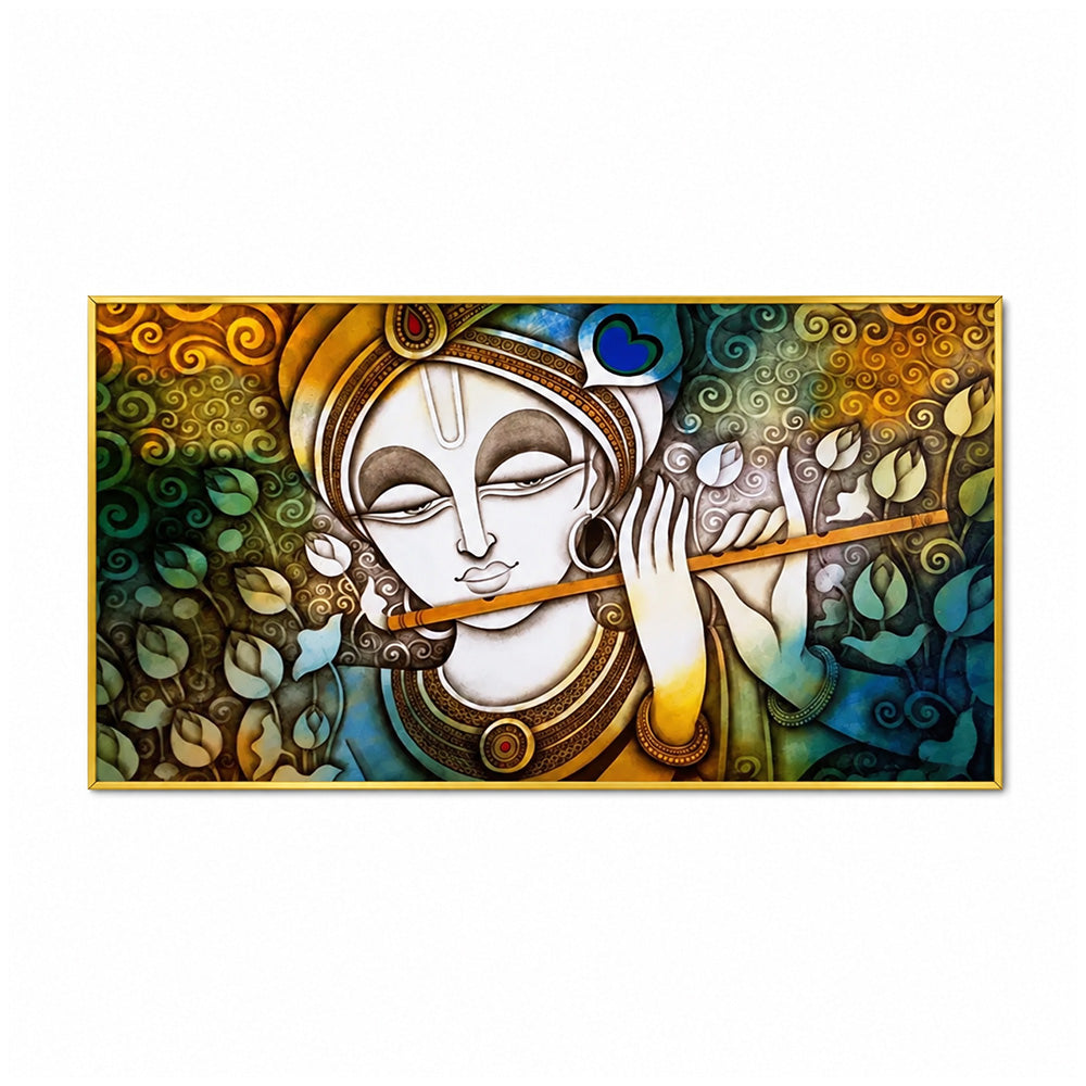 Beautiful Lord Krishna Divine Canvas Wall Painting