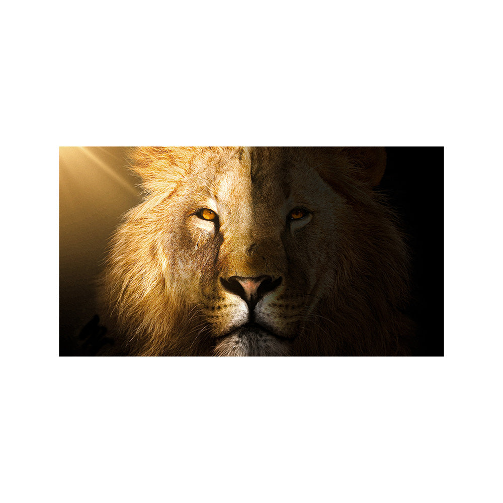 Golden Lion Face Canvas Wall Painting