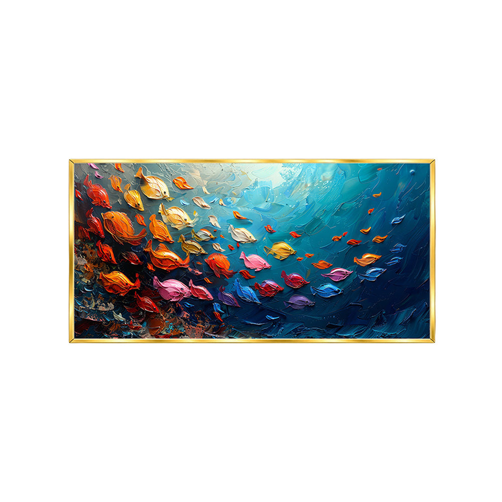 Ocean Fish School Canvas Wall Painting