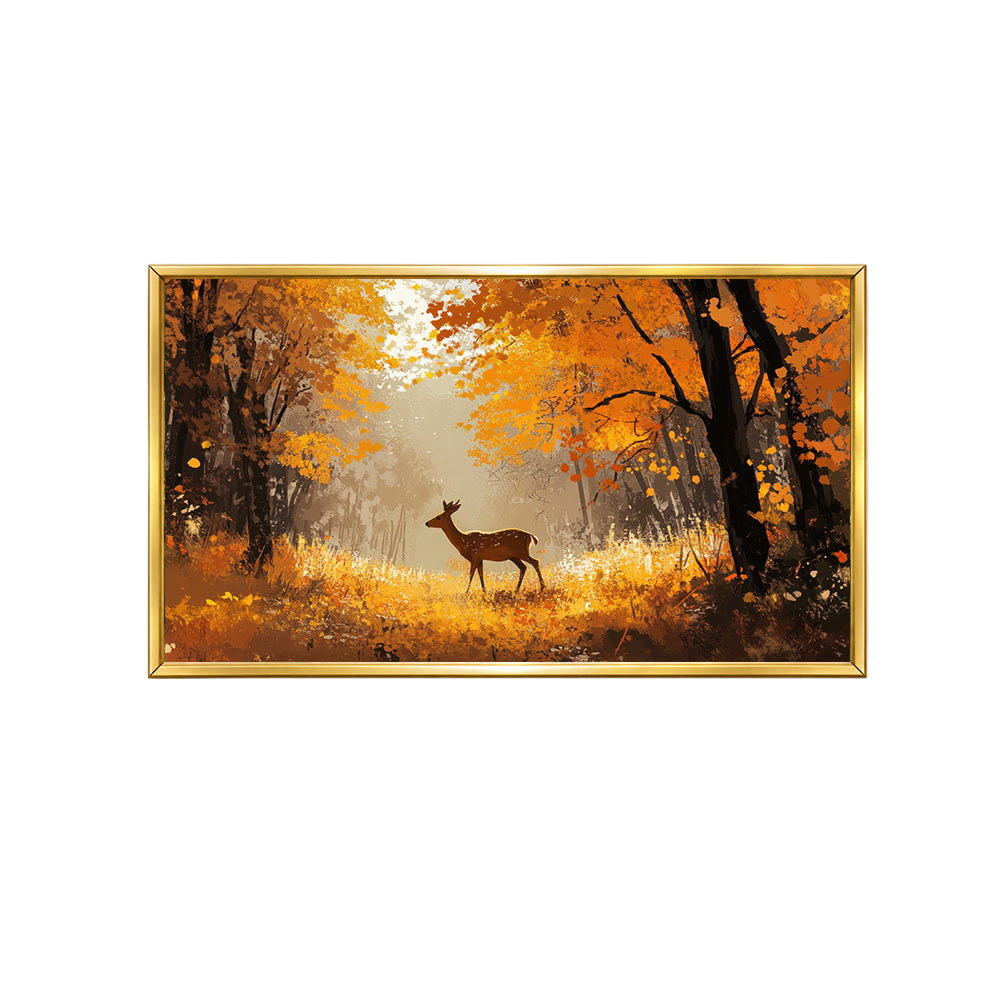 Deer in Autumn Forest Canvas Wall Painting