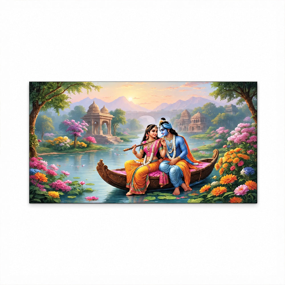 3D Style Radha Krishna Divine Canvas Wall Art