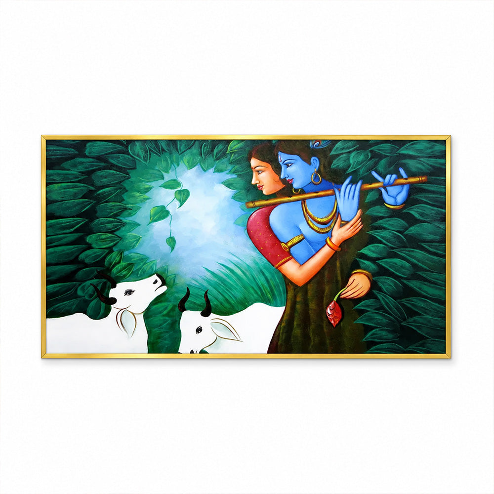 Radha Krishna in Forest Canvas Wall Painting