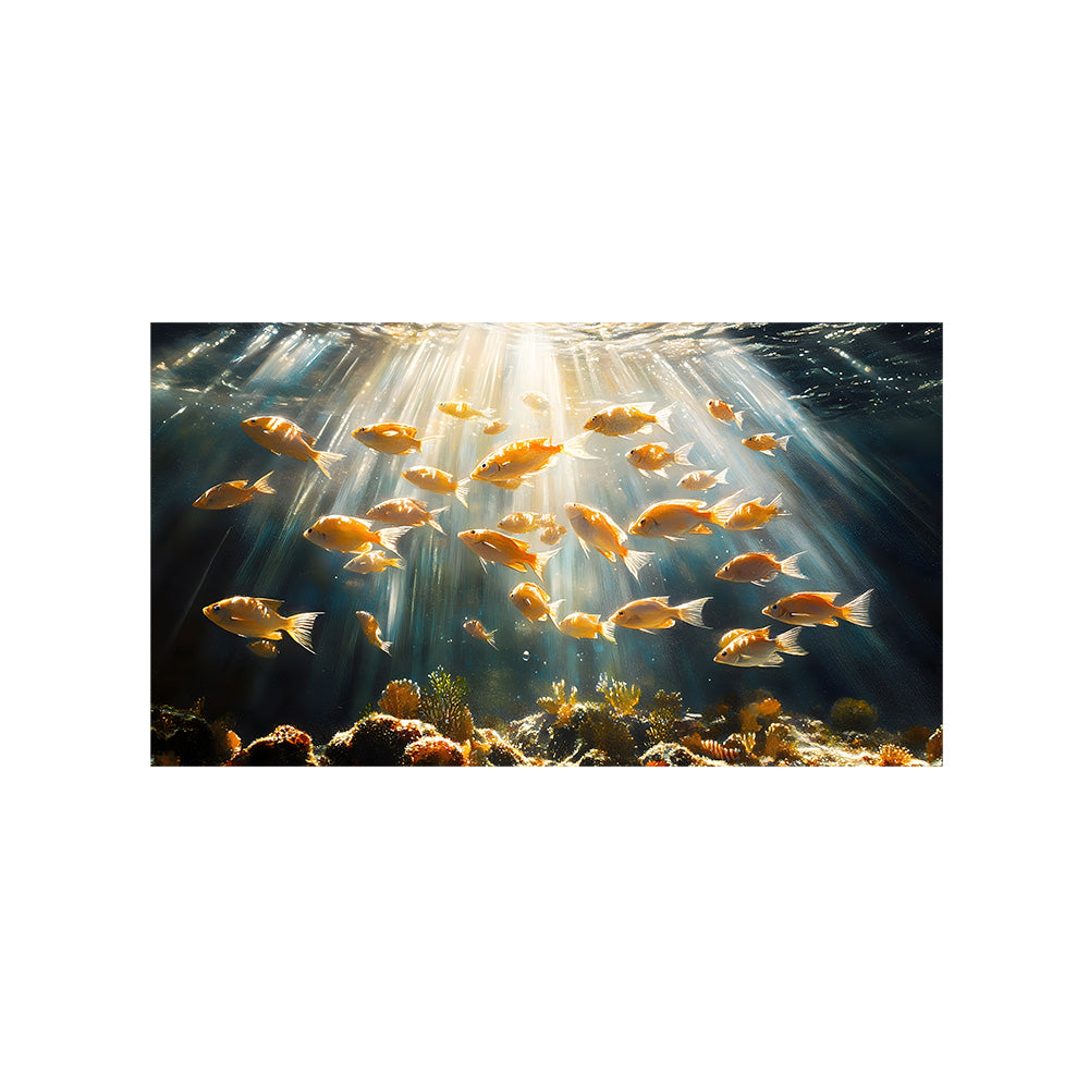 Underwater Fish School Canvas Wall Painting