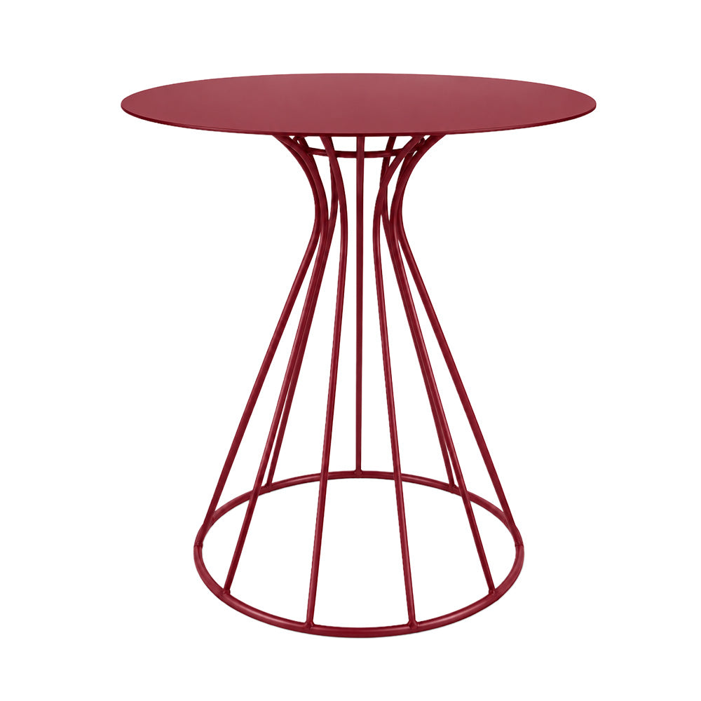 Metal Round Side Table with Sculptural Curved Base