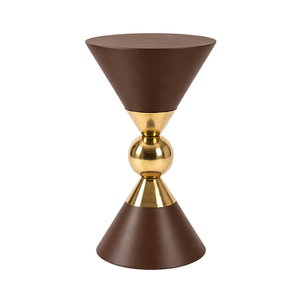 Modern Metal Hourglass Pedestal Side Table