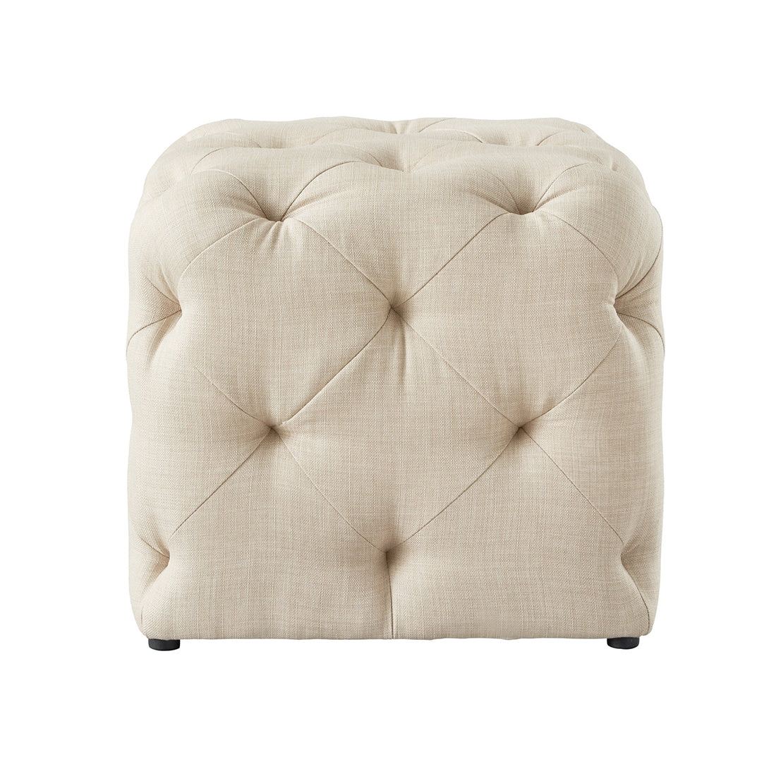 Square Tufted Velvet Ottaman/Poufee In Beige
