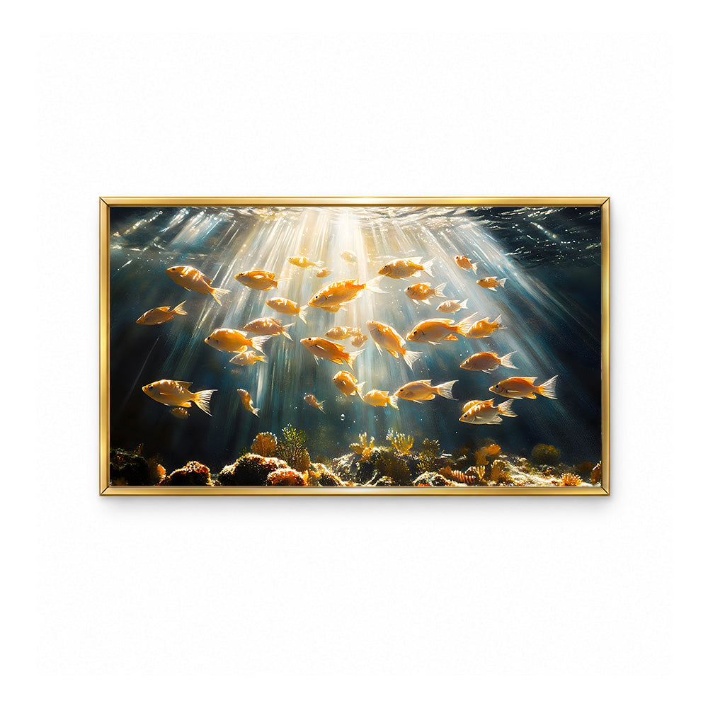 Underwater Fish School Canvas Wall Painting