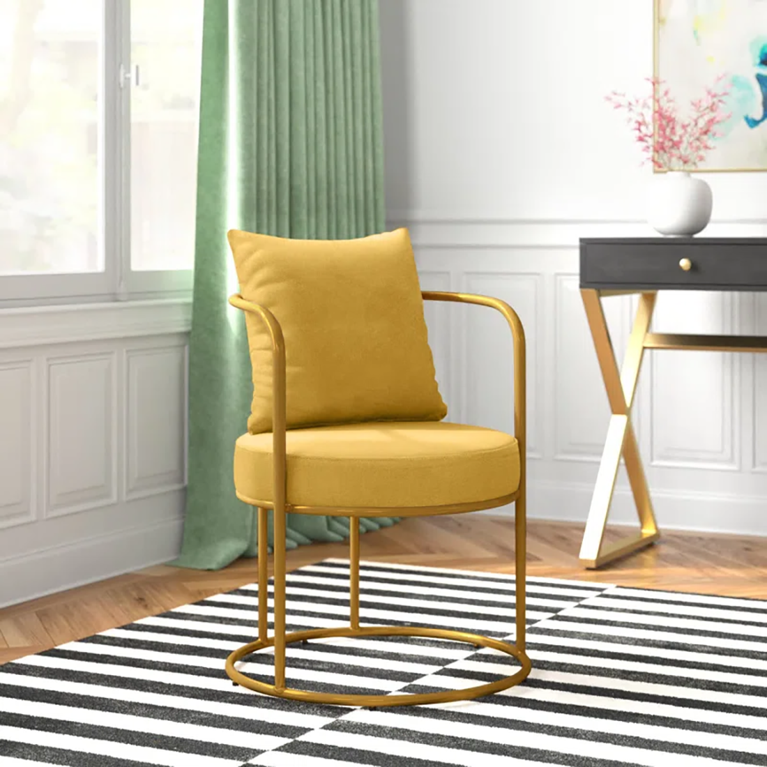 Allex Chair Mustard | Minimalist Side Chair Mustard Yellow