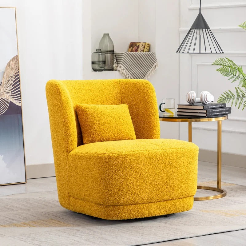 Deeda Barrel Chair Yellow | Upholstered Barrel Accent Chair Sun Yellow