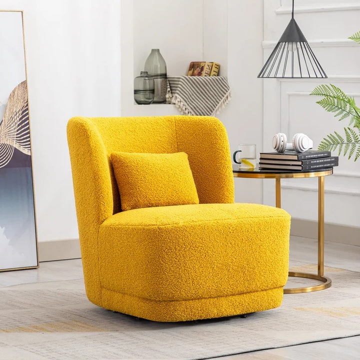 Deeda Barrel Chair Yellow | Upholstered Barrel Accent Chair Sun Yellow